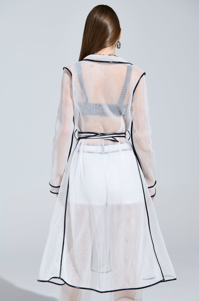 ONE TO WATCH MESH TRENCH IN WHITE