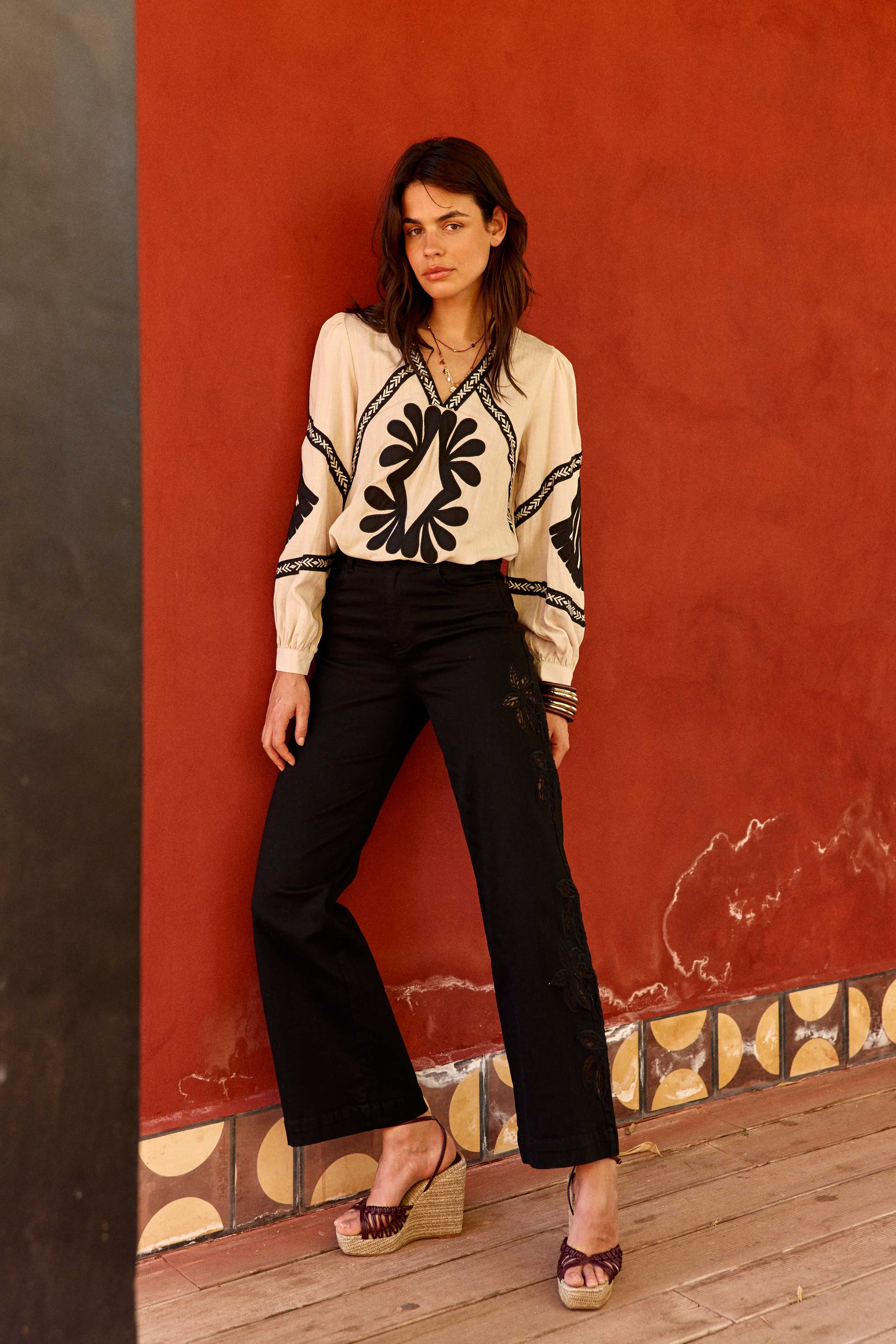 Brez - Blouse droite à broderies