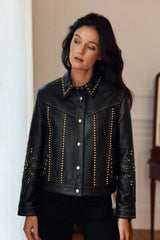 Firna - Veste en cuir cloutée