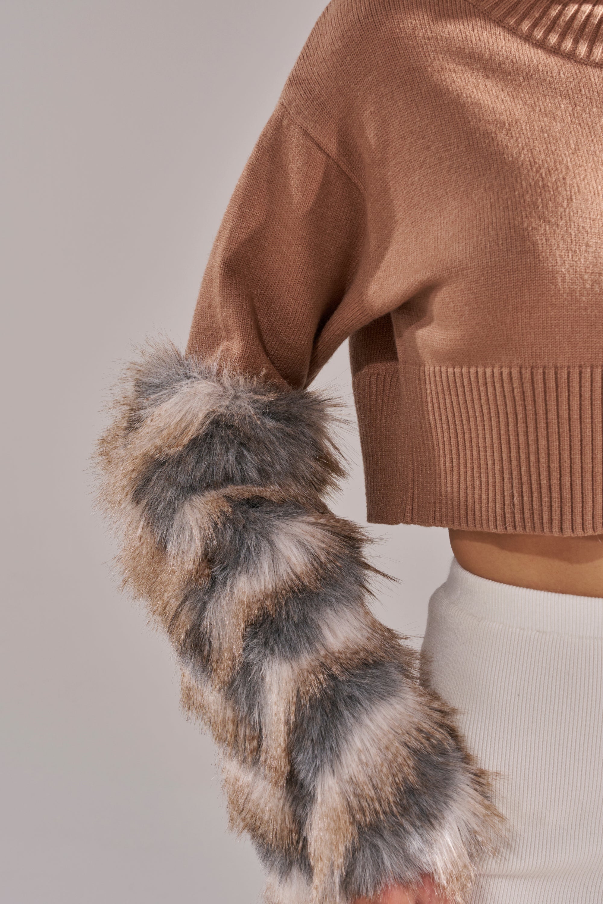 PAWS OFF FUR CUFF SWEATER