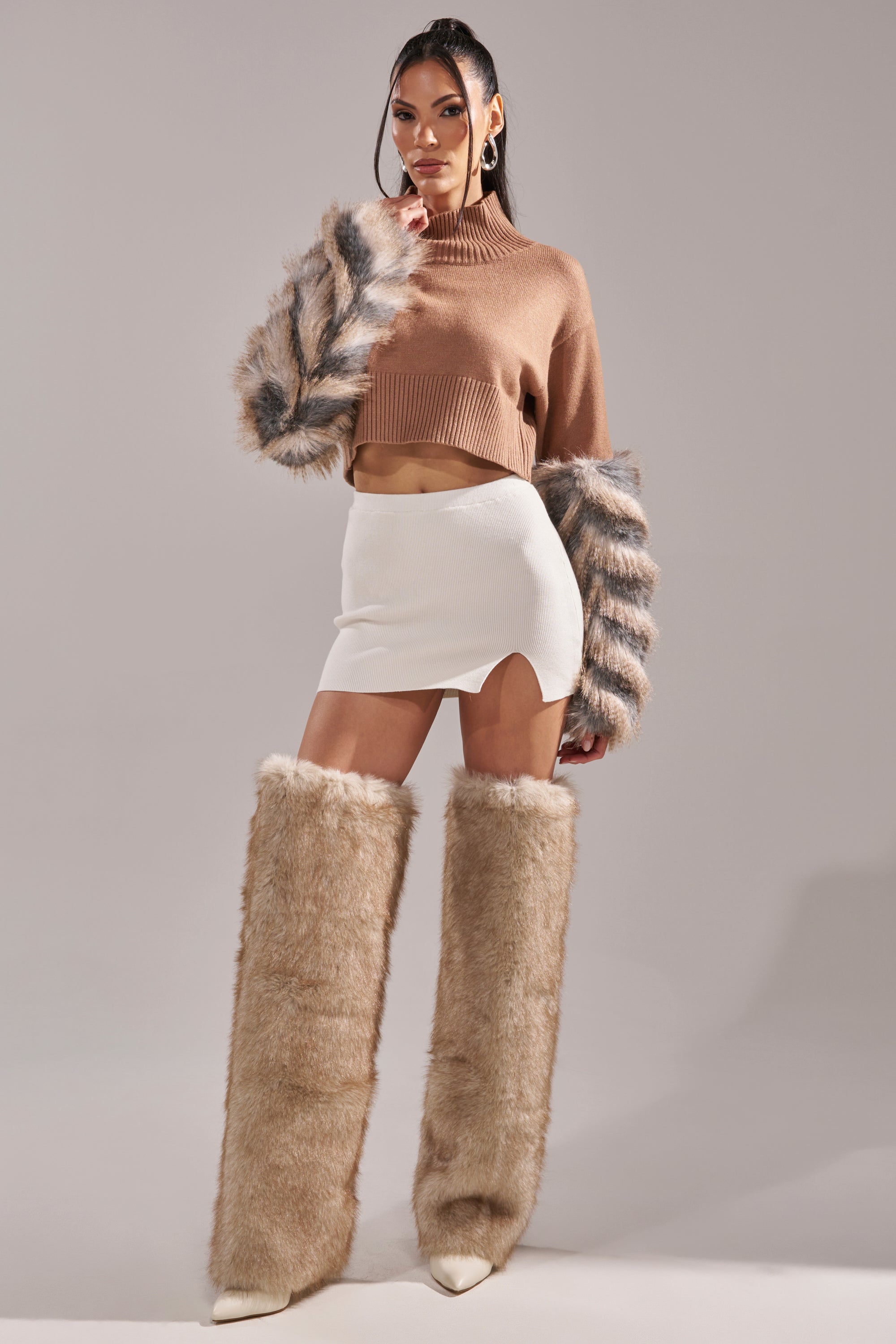 PAWS OFF FUR CUFF SWEATER