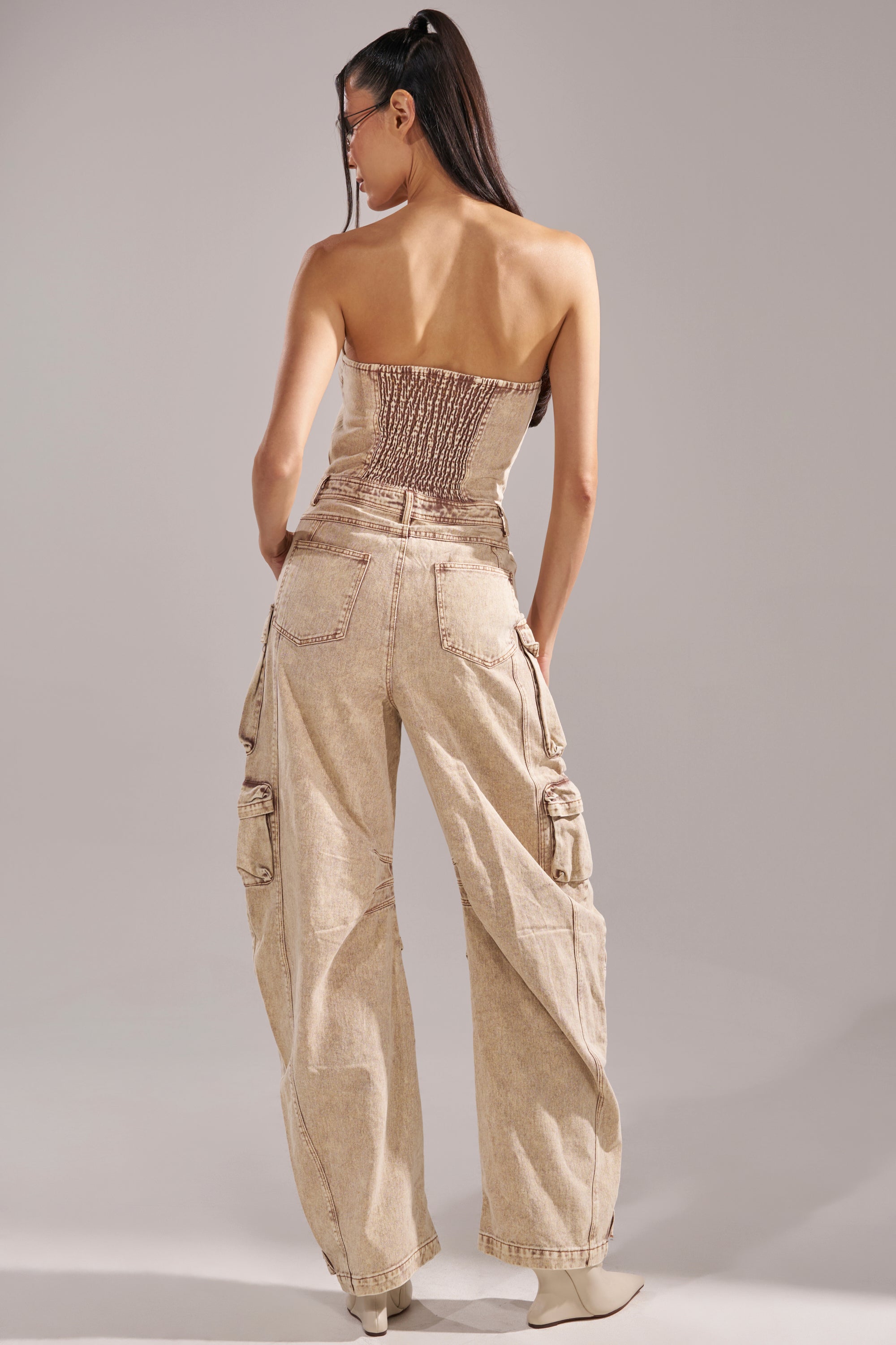 JESSICA DENIM CARGO JUMPSUIT
