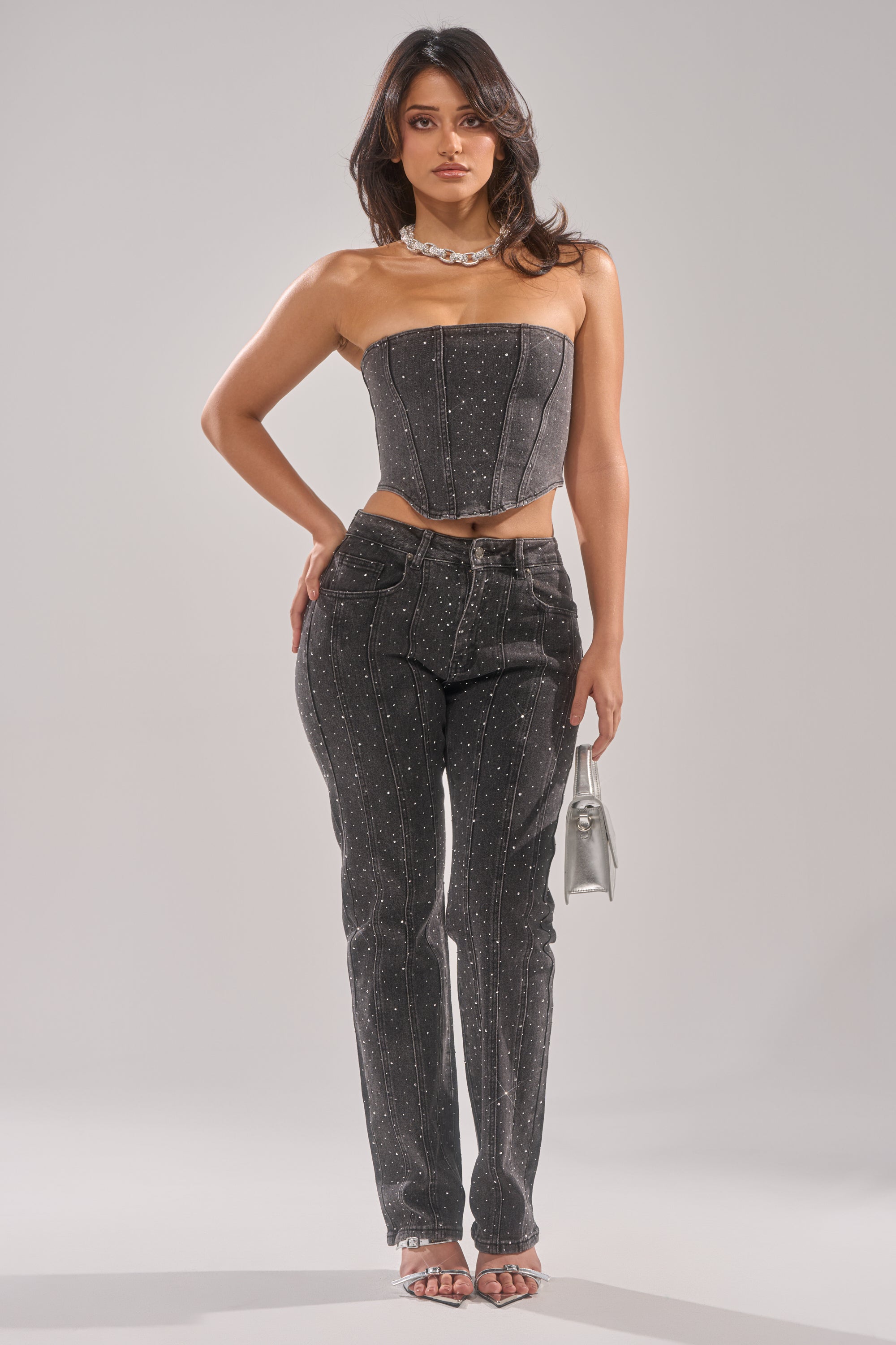 LETS GET IT DENIM CORSET TOP