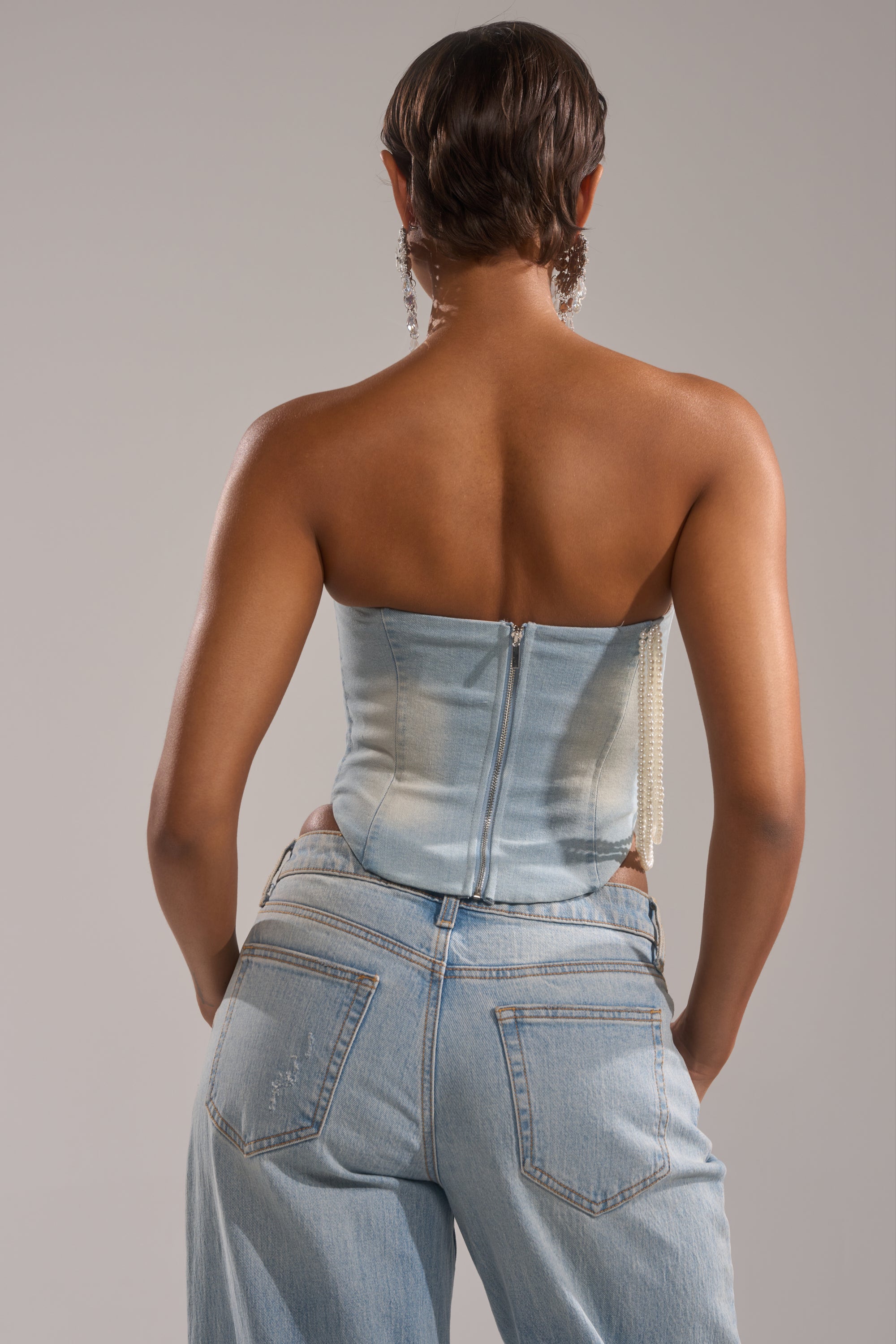 PEARL QUEEN DENIM CORSET