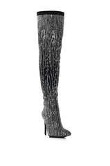 AZALEA WANG ANALIA RHINESTONE SPARKLE STILETTO BOOT IN BLACK