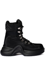 AZALEA WANG SKYLAR EDGY LACE UP BOOTIE IN BLACK