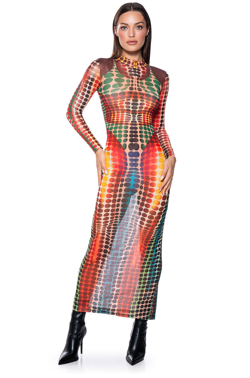 DOTTY MESH MAXI DRESS