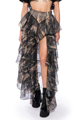 HIDDEN MOVES TIERED HIGH LOW SKIRT