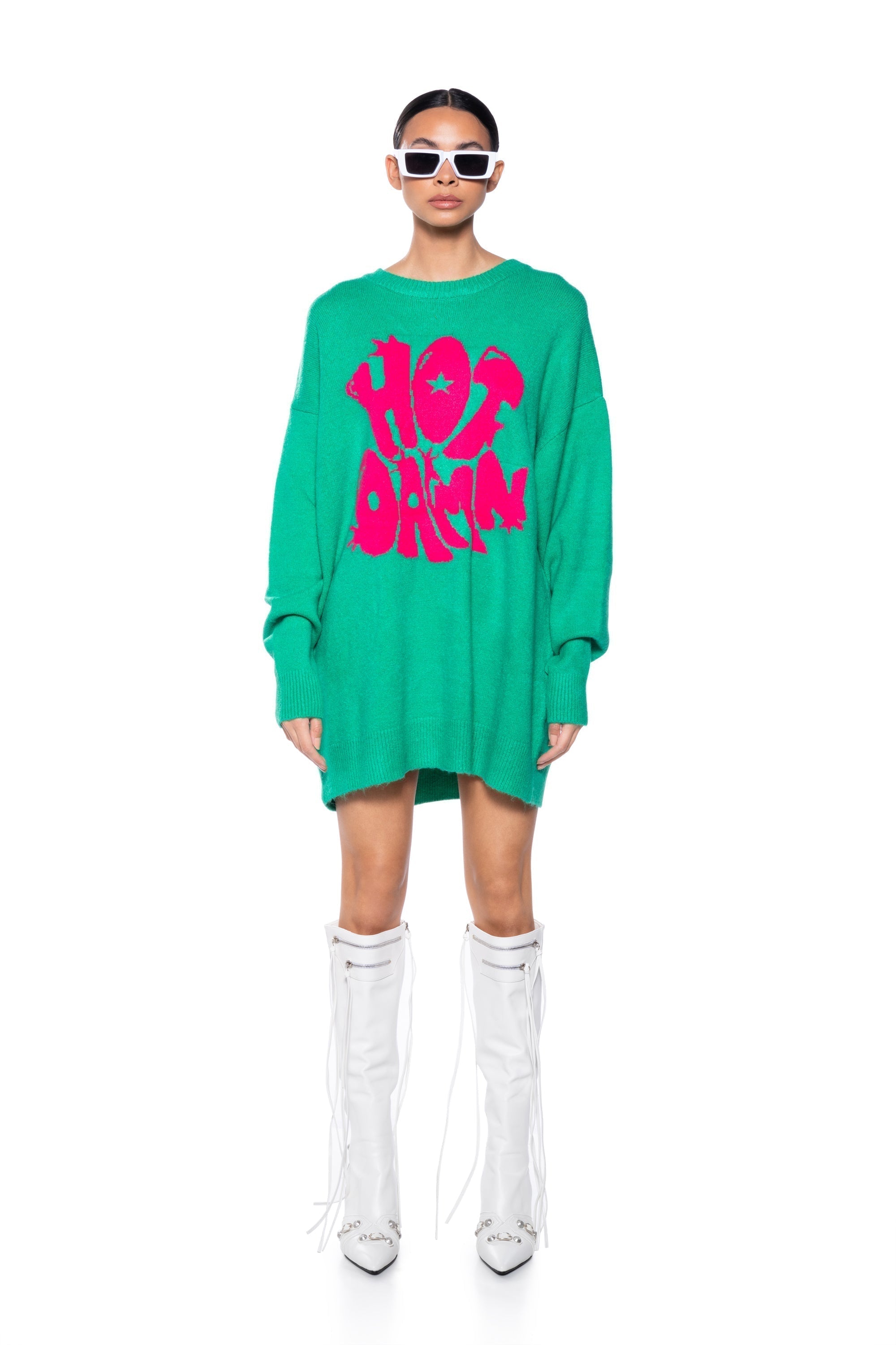 HOT DAMN LONG SLEEVE SWEATER DRESS
