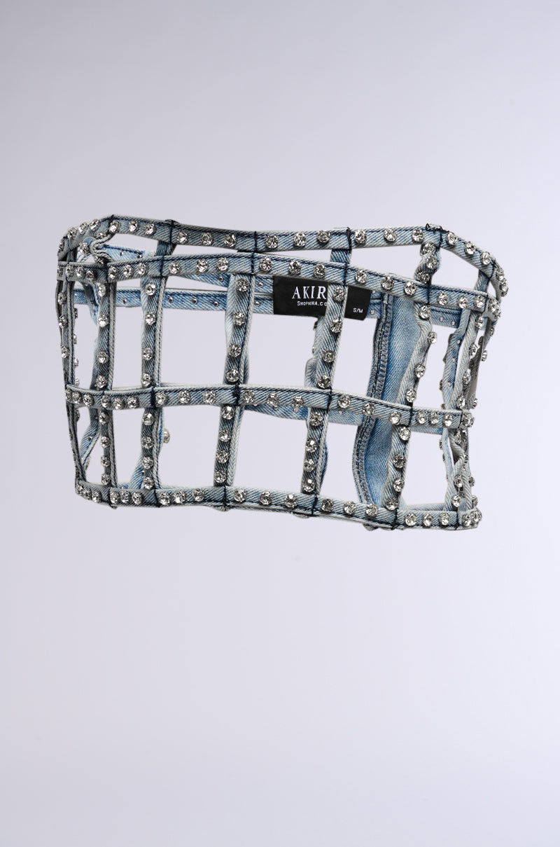NEVER CAGED DENIM CORSET BELT